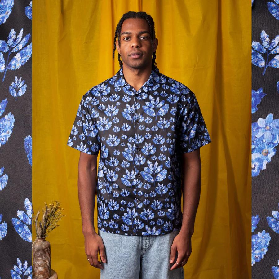 Blue Flowers X Magenta Shirt