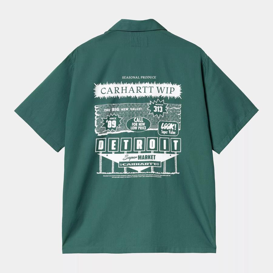 Carhartt WIP S/S Deli Shirt - Rainforest / White