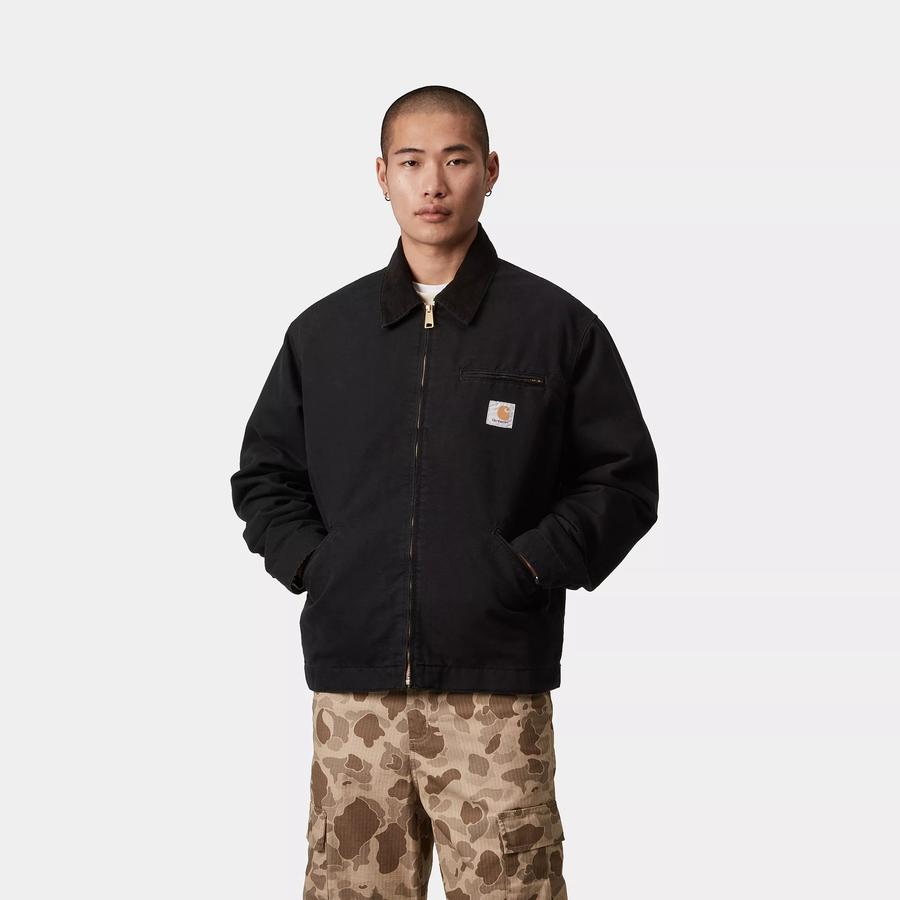 Carhartt WIP OG Detroit Jacket - Black / Black (Aged Canvas)