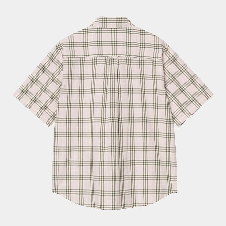 Carhartt WIP S/S Niven Check Shirt - Air Pink / Wax