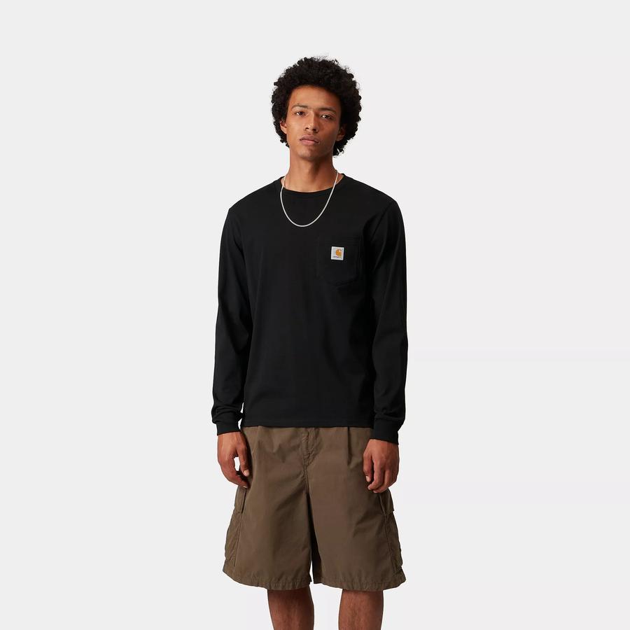 Carhartt WIP L/S Pocket T-Shirt - Black / Gold