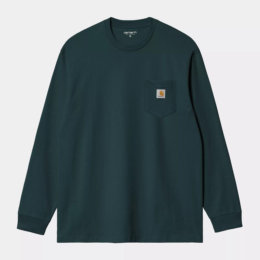 Carhartt WIP L/S Pocket T-Shirt - Deep Lagoon