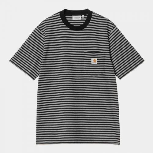 Carhartt WIP S/S Verner Stripe Pocket T-Shirt - Black / Dark Grey Heather