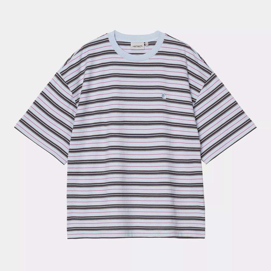 Carhartt WIP S/S Nathan Stripe T-Shirt - Air Sky