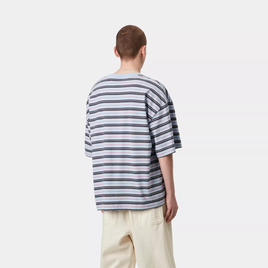 Carhartt WIP S/S Nathan Stripe T-Shirt - Air Sky
