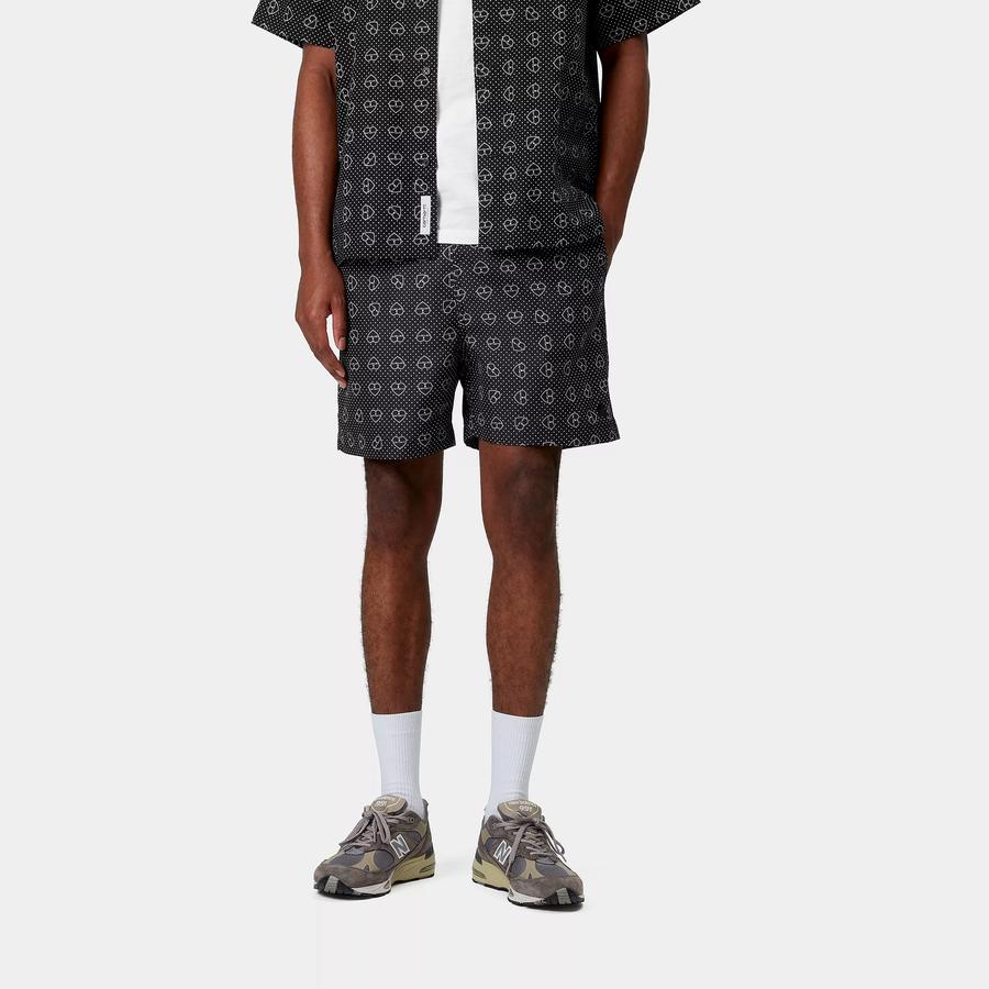 Carhartt WIP Slater Swim Trunks - Furoshiki Print / Black