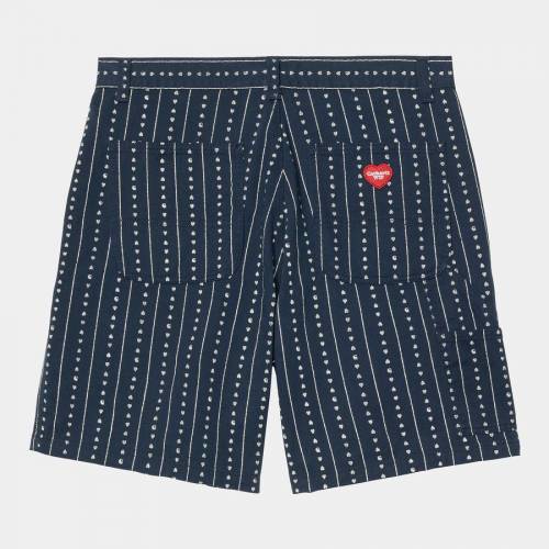 Carhartt WIP Drewe Heart C Pinstripe Short - Ink / Natural (Rinsed)