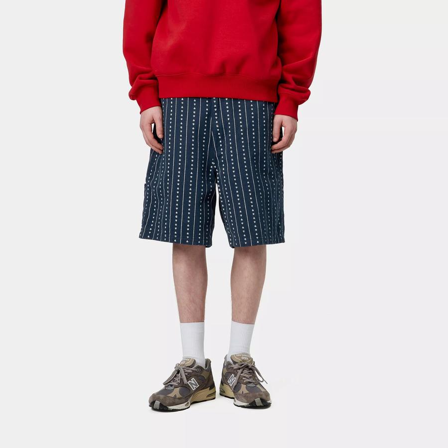 Carhartt WIP Drewe Heart C Pinstripe Short - Ink / Natural (Rinsed)