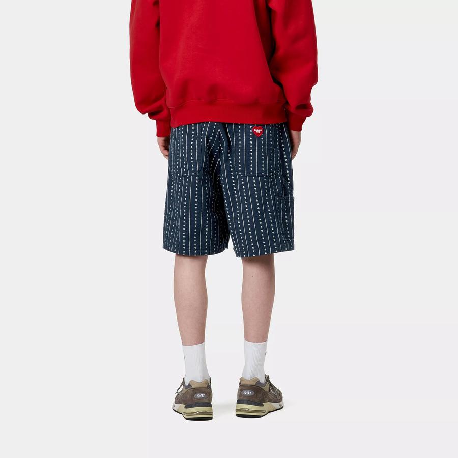 Carhartt WIP Drewe Heart C Pinstripe Short - Ink / Natural (Rinsed)