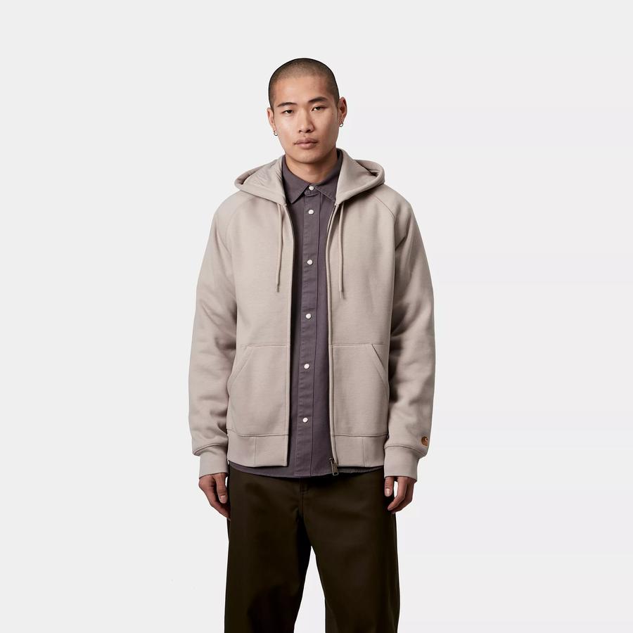 Carhartt WIP Hooded Chase Jacket - Dusky Beige / Gold