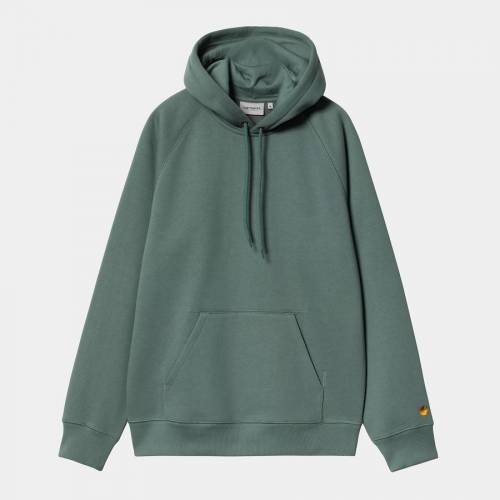 Carhartt WIP Hooded Chase Sweatshirt - Silver Pine / Gold