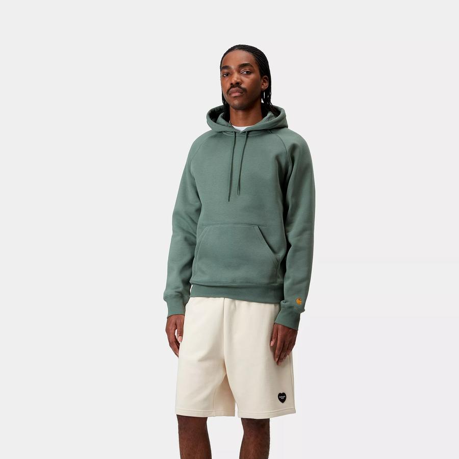 Carhartt WIP Hooded Chase Sweatshirt - Silver Pine / Gold