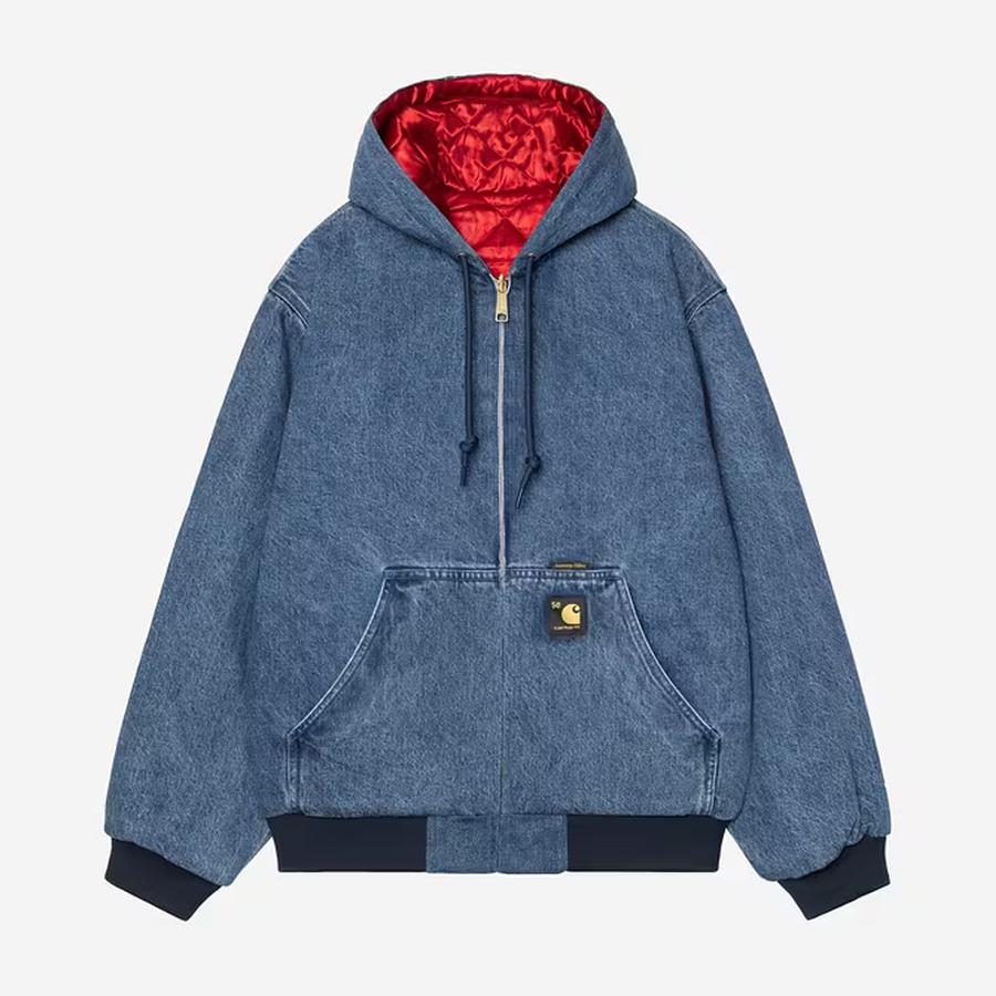 Carhartt WIP OG Active Jacket 50th Anniversary Edition - Denim Blue / USA Red (Stone Bleached)