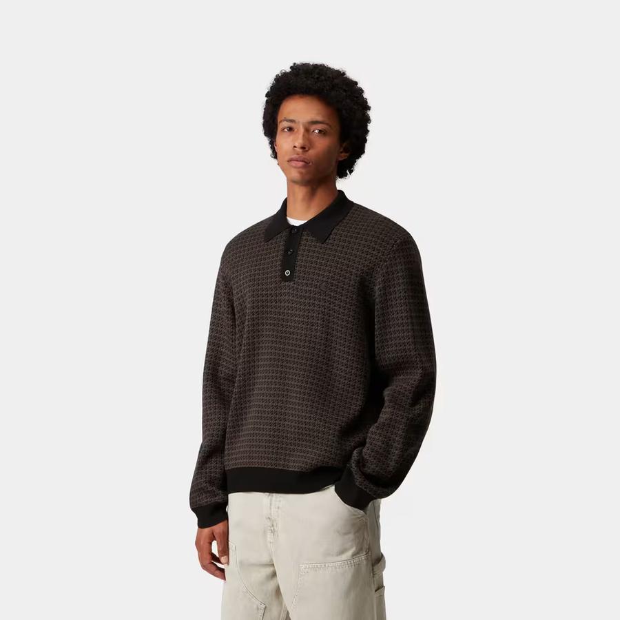 Carhartt WIP L/S Lowis Polo - Lowis Houndstooth / Vitola