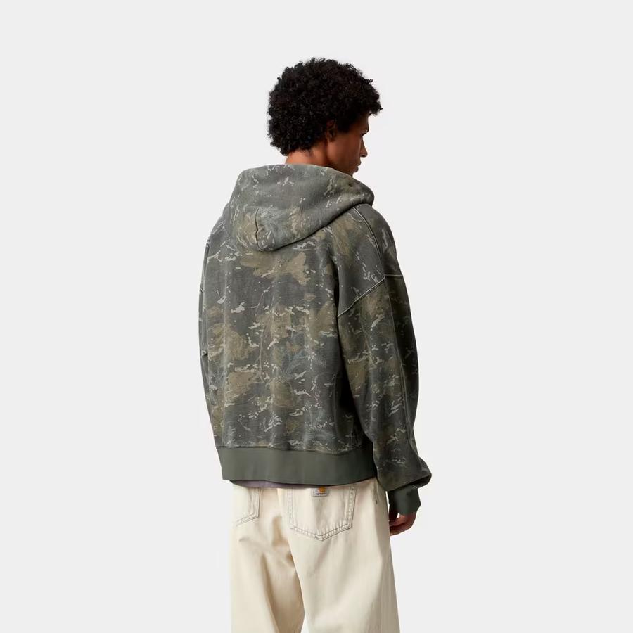 Carhartt WIP Benton Sweat Jacket - Camo Combi / Green (Garment Dyed)