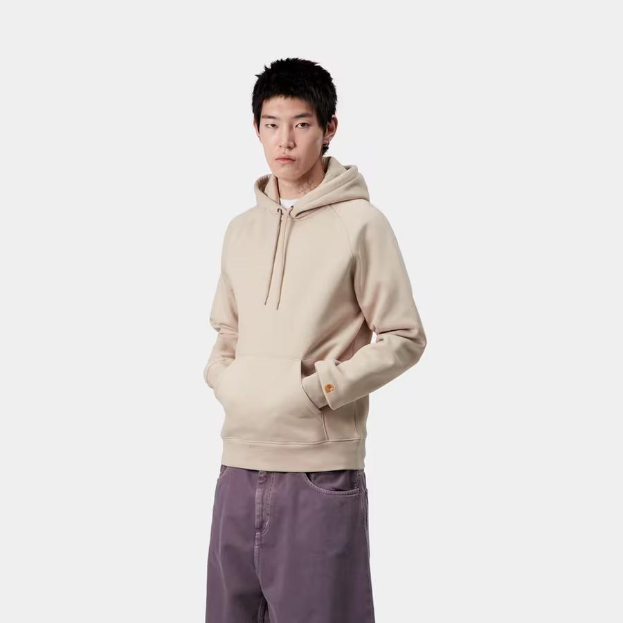 Carhartt WIP Hooded Chase Sweatshirt - Fleur De Sel / Gold