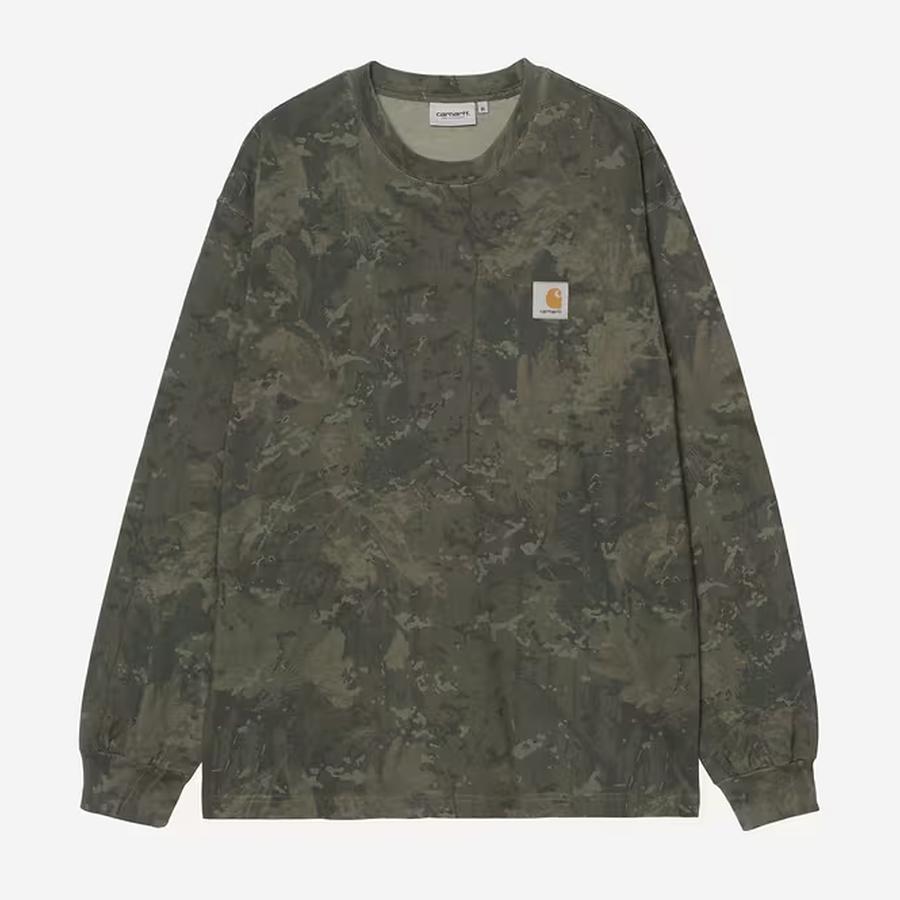 Carhartt WIP L/S Camo Combi T-Shirt - Green / Oliv...