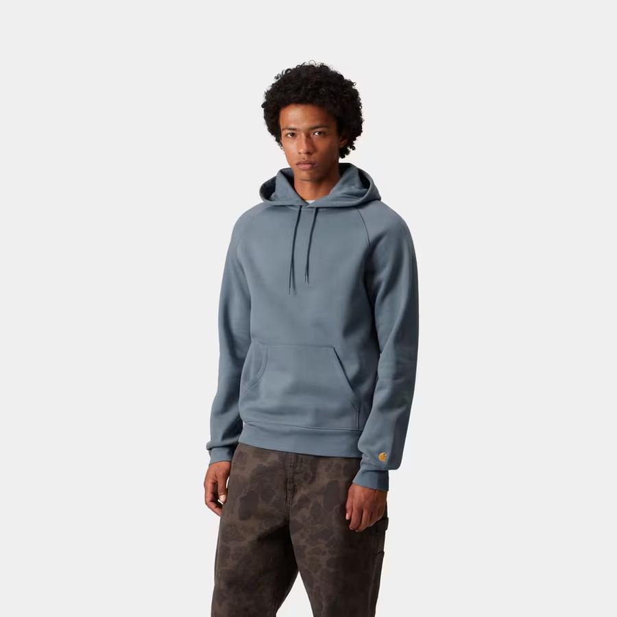 Carhartt WIP Hooded Chase Sweatshirt - Angelite / Gold
