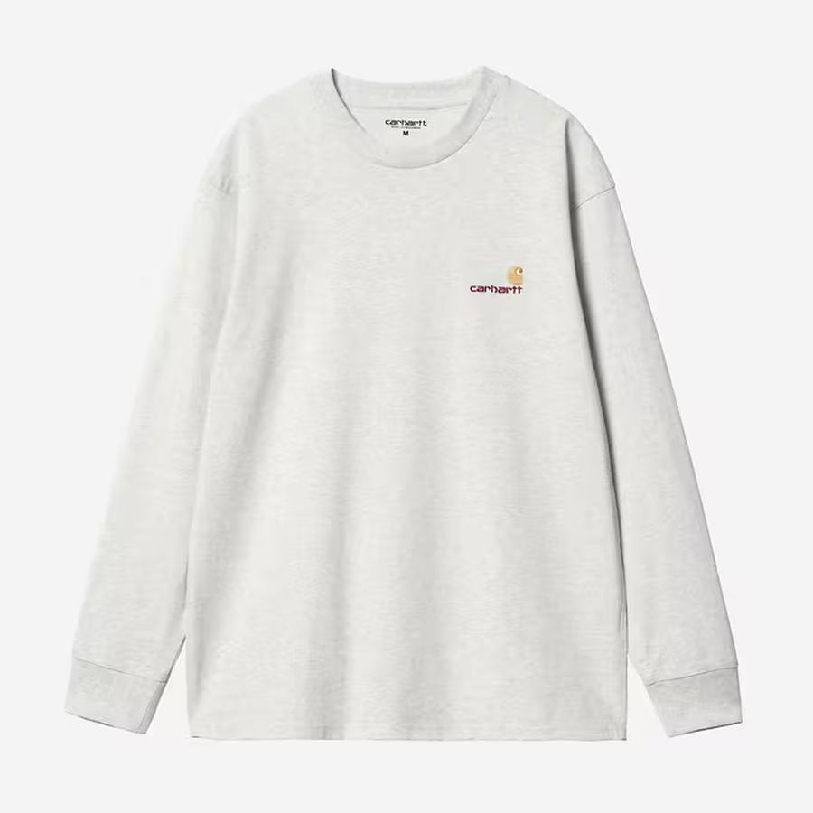 Carhartt WIP L/S American Script T-Shirt - Ash Hea...