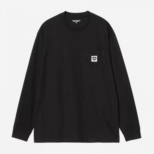 Carhartt WIP L/S Pocket Heart T-Shirt - Black / Black