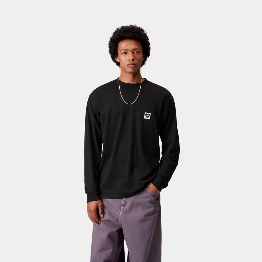 Carhartt WIP L/S Pocket Heart T-Shirt - Black / Black