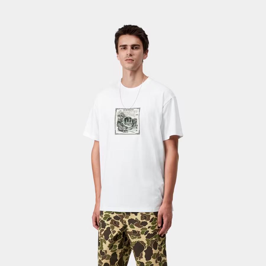Carhartt WIP S/S Lightyears Ahead T-Shirt - White (Heavy Stone Wash)