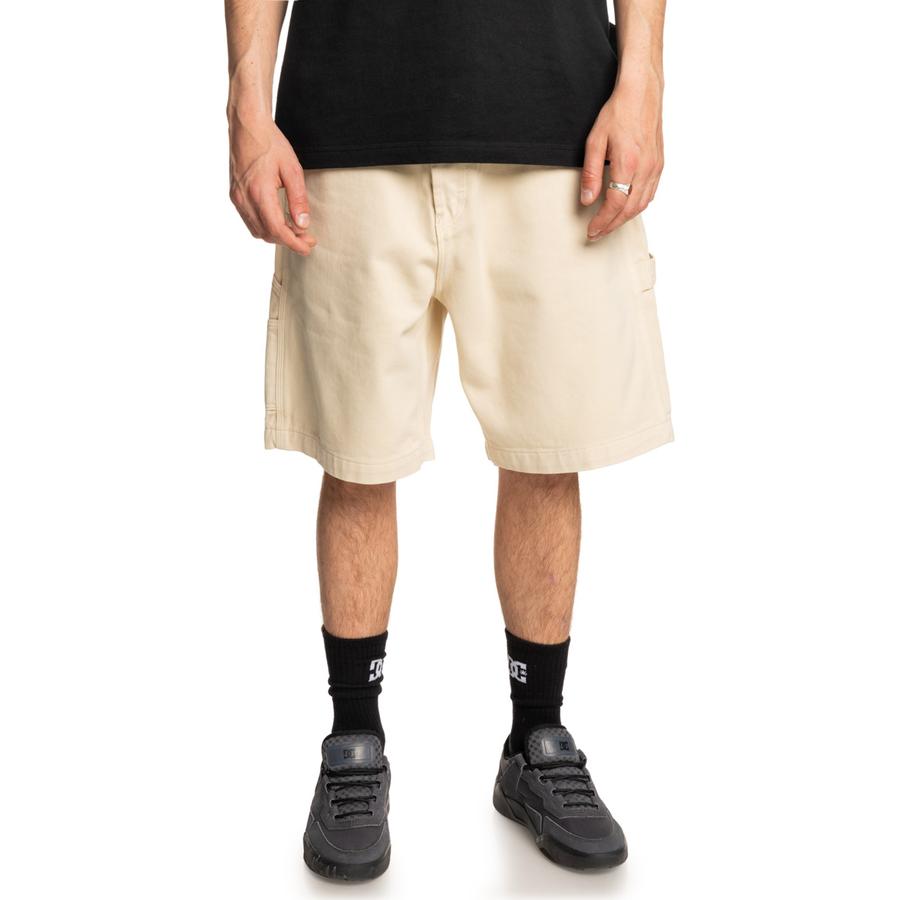 DC Shoes Carpenter Baggy Denim Shorts - Oatmeal Overdye