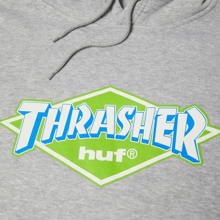 HUF X Thrasher Logo Hoodie - Heather Grey