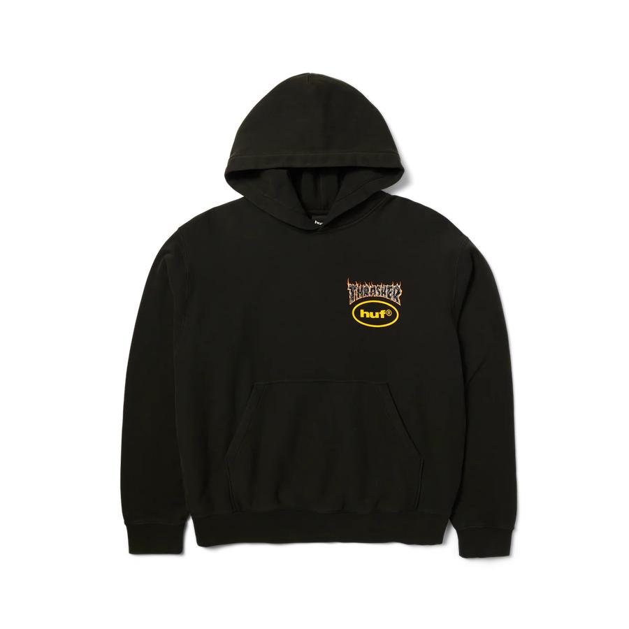 HUF X Thrasher Meltdown Heavyweight Hoodie - Black