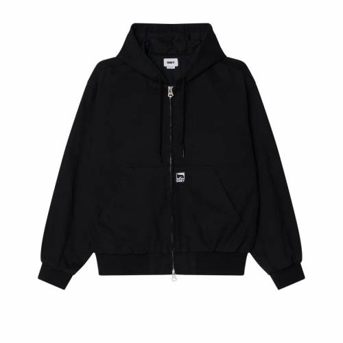 Obey Glen Zip Up Jacket - Black Faded Wash