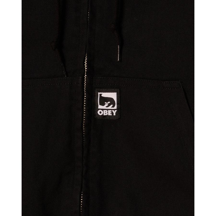 Obey Glen Zip Up Jacket - Black Faded Wash