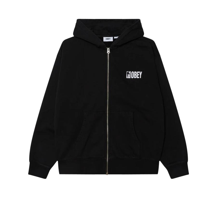 Obey Margin Faded Zip Hood Jacket - Black