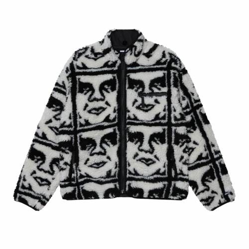 Obey Repeated Icon Sherpa Jacket - Black