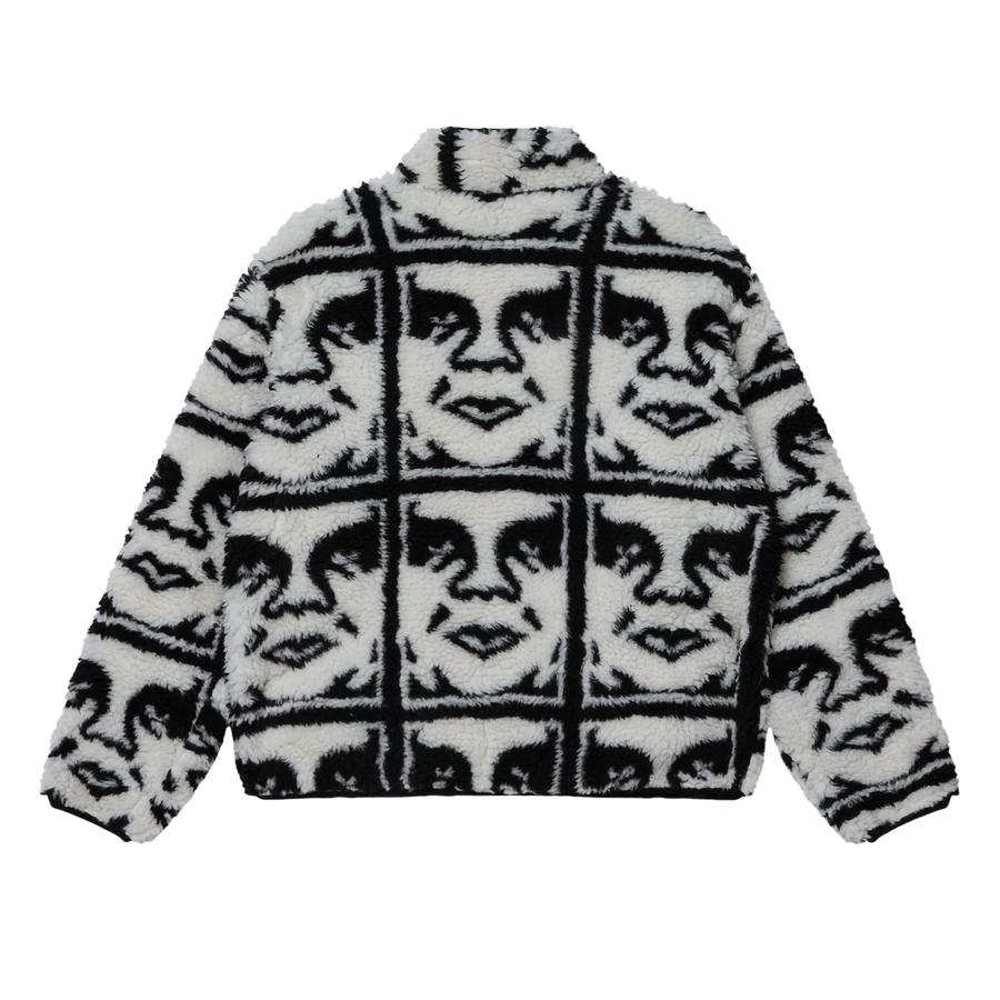 Obey Repeated Icon Sherpa Jacket - Black