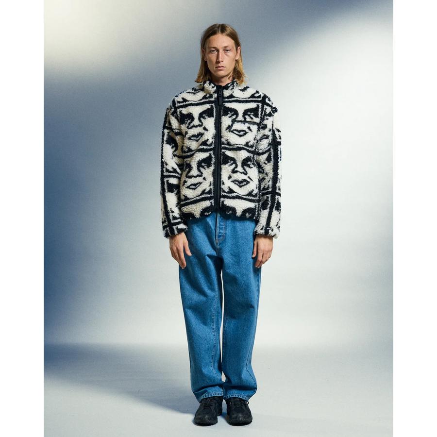 Obey Repeated Icon Sherpa Jacket - Black