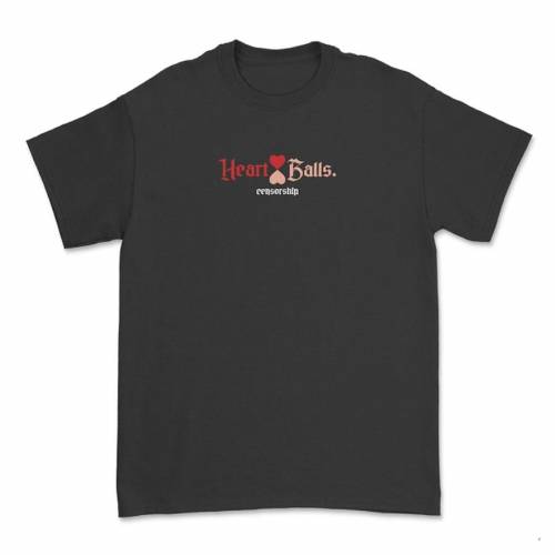 Censorship Heart Balls T-Shirt - Black
