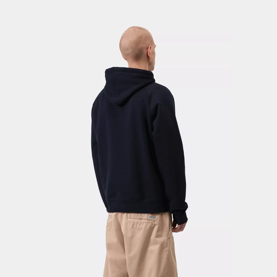 Carhartt WIP Hooded Chase Sweatshirt - Dark Navy / Gold
