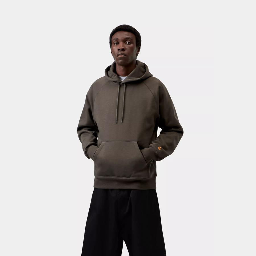 Carhartt WIP Hooded Chase Sweatshirt - Shungite / Gold
