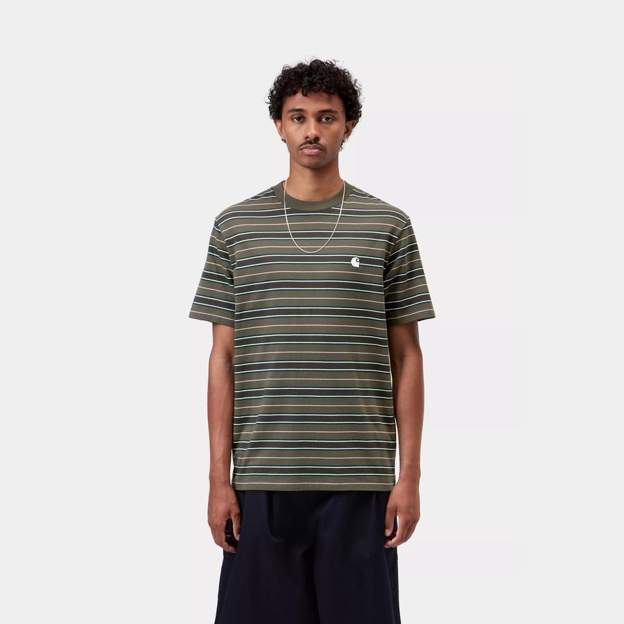 Carhartt WIP S/S Bronson Stripe T-Shirt - Cypress