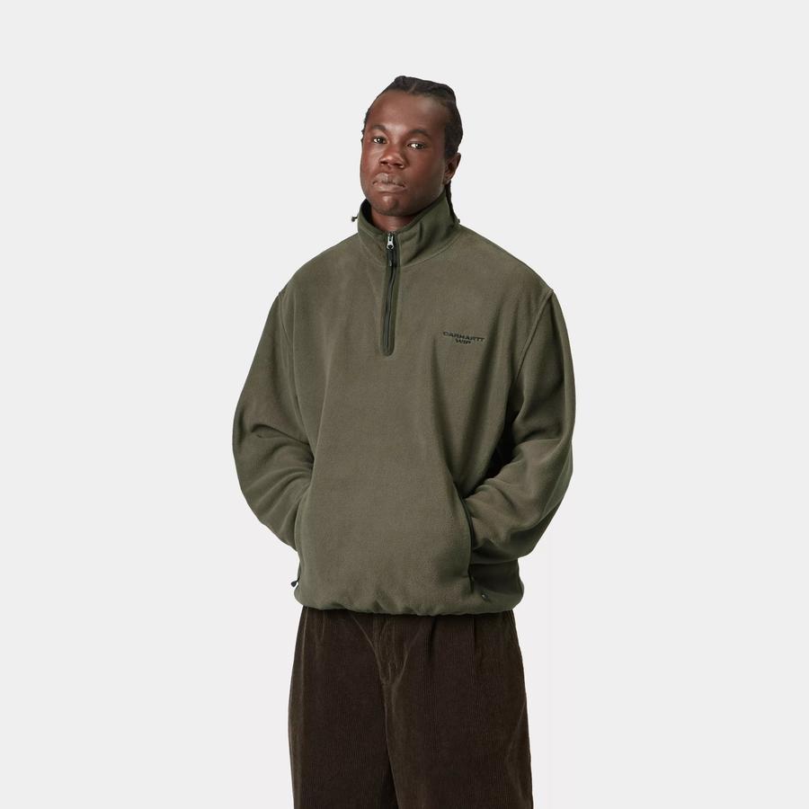 Carhartt WIP Edmore Half Zip Sweatshirt - Cypress / Black