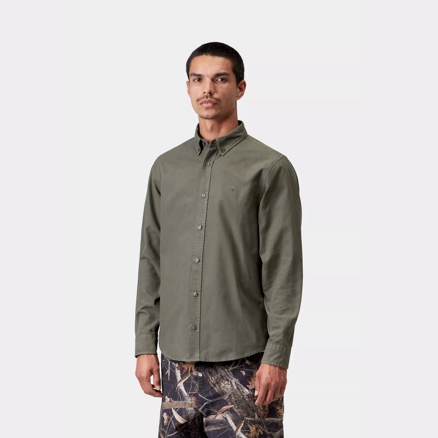 Carhartt WIP L/S Bolton Shirt - Shungite (Garment Dyed)