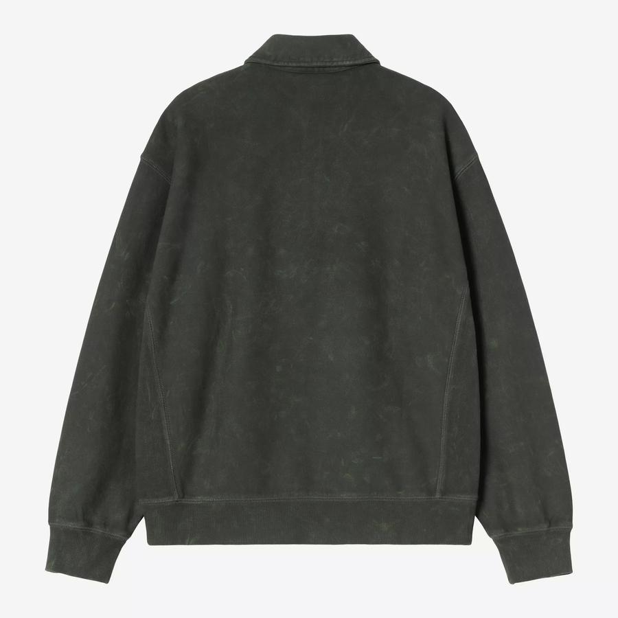 Carhartt WIP Lambert Polo Sweatshirt - Raven (Moon Wash)