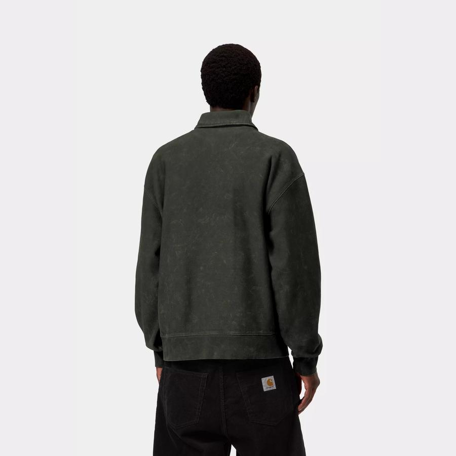 Carhartt WIP Lambert Polo Sweatshirt - Raven (Moon Wash)