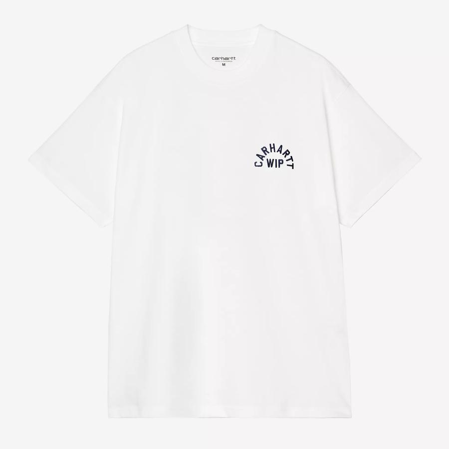 Carhartt WIP S/S Arch Script T-Shirt - White / Dark Navy