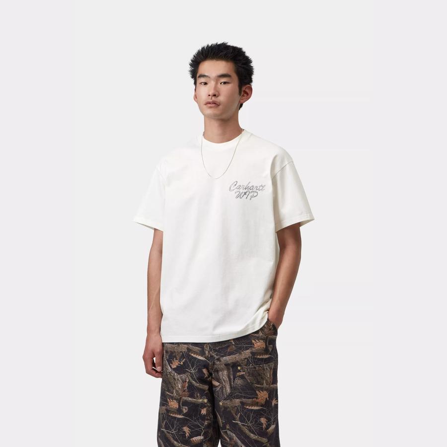 Carhartt WIP S/S Hatching Script T-Shirt - Wax (Garment Dyed)