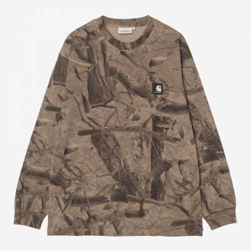 Carhartt WIP L/S Feather Tree T-Shirt - Khaki / Shungite (Garment Dyed)