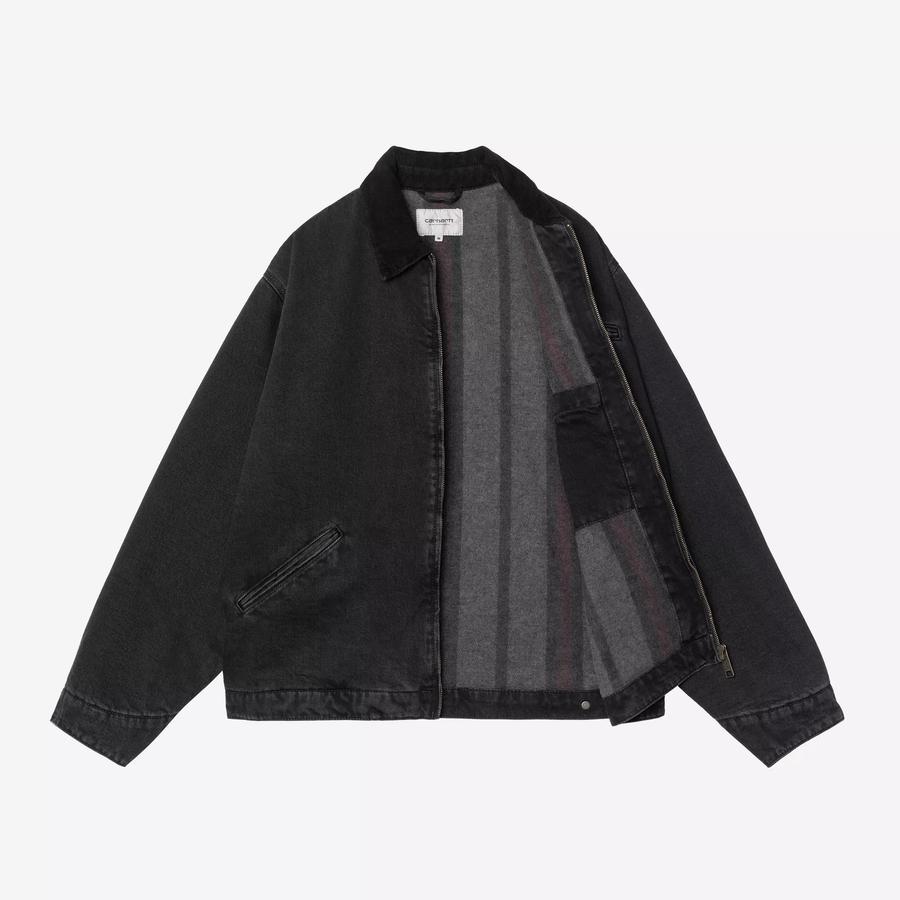 Carhartt WIP OG Detroit Jacket - Black / Black (Stone Washed)