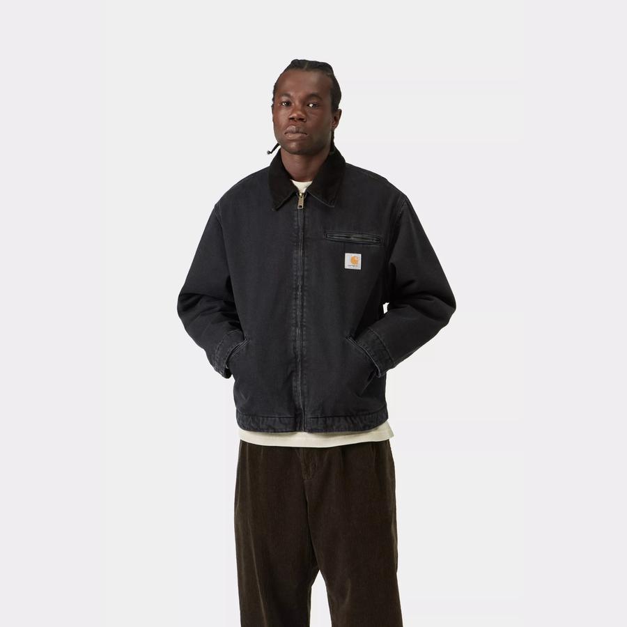 Carhartt WIP OG Detroit Jacket - Black / Black (Stone Washed)