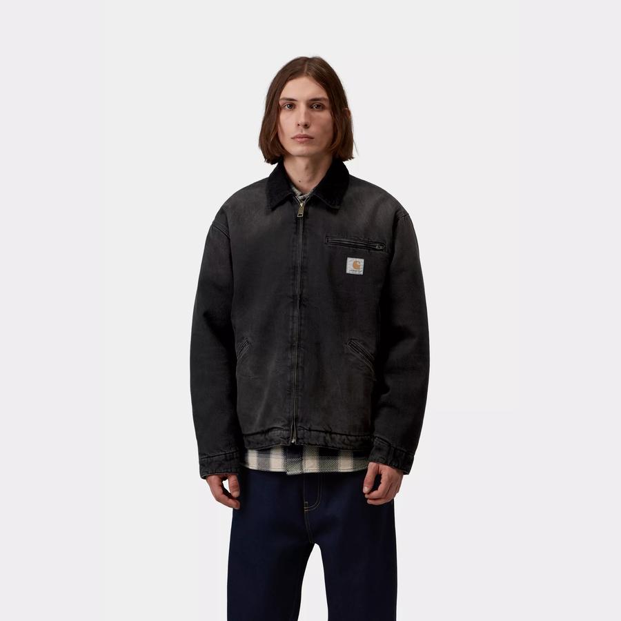 Carhartt WIP OG Detroit Jacket - Black / Black Tobacco (Used Wash)