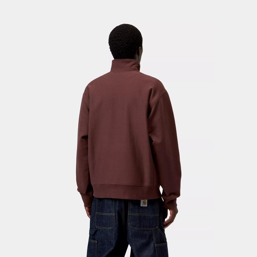 Carhartt WIP Half Zip American Script Sweatshirt - Amarone